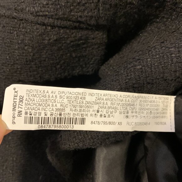 ZARA Women Tweed Blazer 8478/795, Black, Size XS - Picture 7 of 7